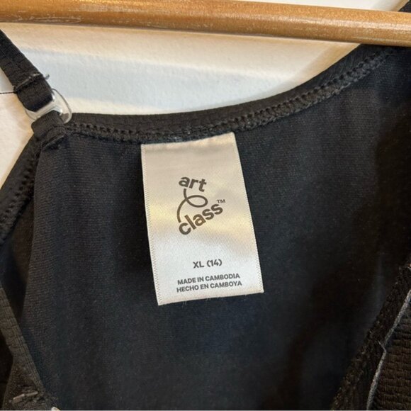 Art Class Girls Solid Black Summer Scallop One Piece Swimsuit UPF 50+ - Picture 3 of 4